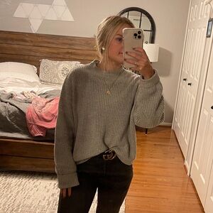 SHEIN Gray Ribbed Knit Sweater